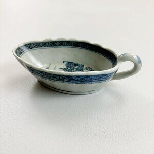 ANTIQUE Qing Canton Ware Porcelain Gravy Boat 7.5"L Early 19th C. Chinese Export